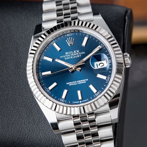 rolex datejust 41 blue dial fluted bezel oyster bracelet|Rolex Datejust 41 white rolesor.